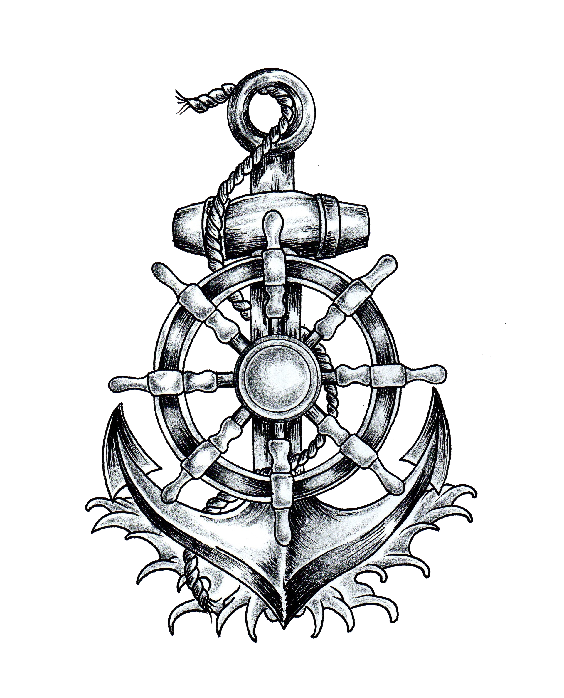 Wheel Tattoo Ship'S Anchor T-Shirt Drawing Clipart
