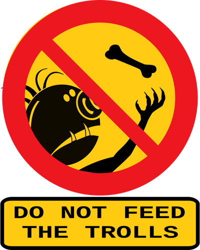 Of Do Not Feed The Trolls Sign With Caption Clipart