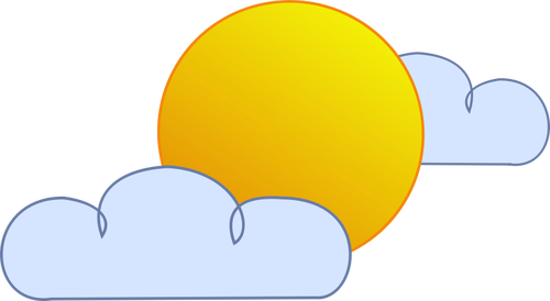 Blue And Yellow Symbol For Partly Cloudy Sky Clipart