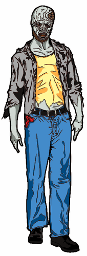 Of Full Body Male Zombie With A Partially Exposed Brain Clipart