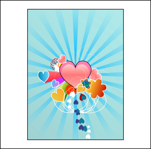 Hearts With Blue Rays Clipart