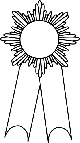 Line Art Of Medal With A White Ribbon Clipart