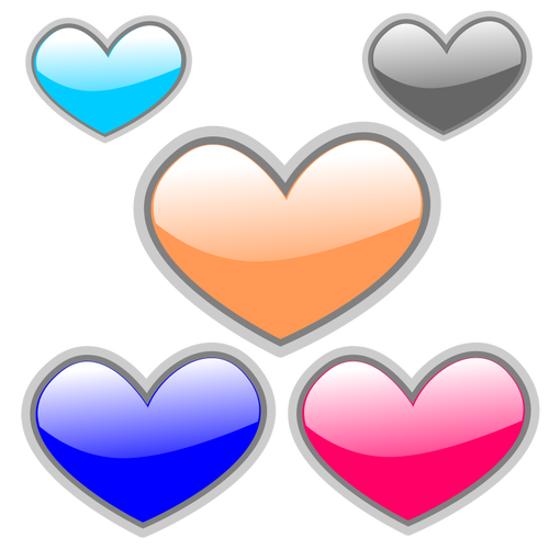 Selection Of Color Glossy Hearts Clipart