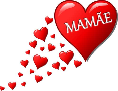 Hearts For Mom In Portuguese Language Clipart