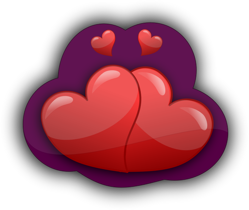 Of Four Loving Hearts In A Purple Bubble Clipart