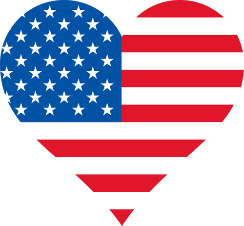 Usa Flag Inside Heart Shape Clipart
