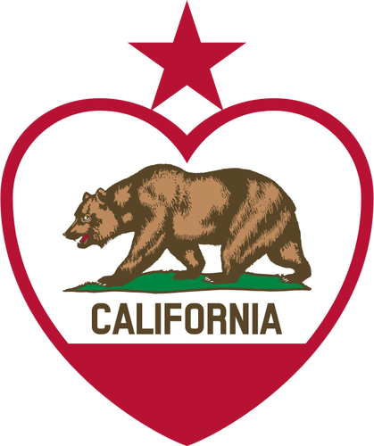 Flag Of California Republic In Heart Shape Clipart