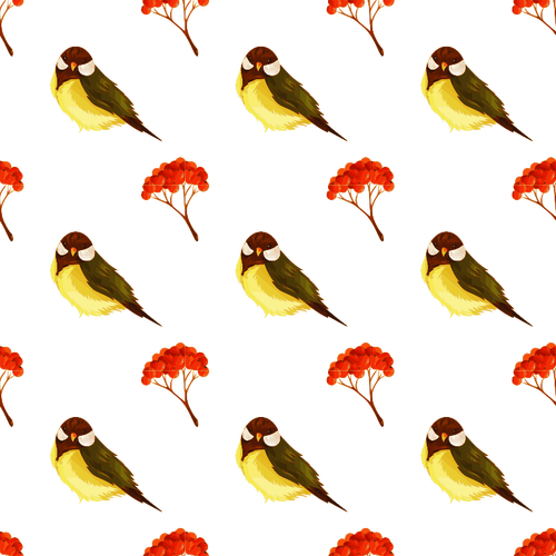 Bird And Pome Seamless Pattern Clipart