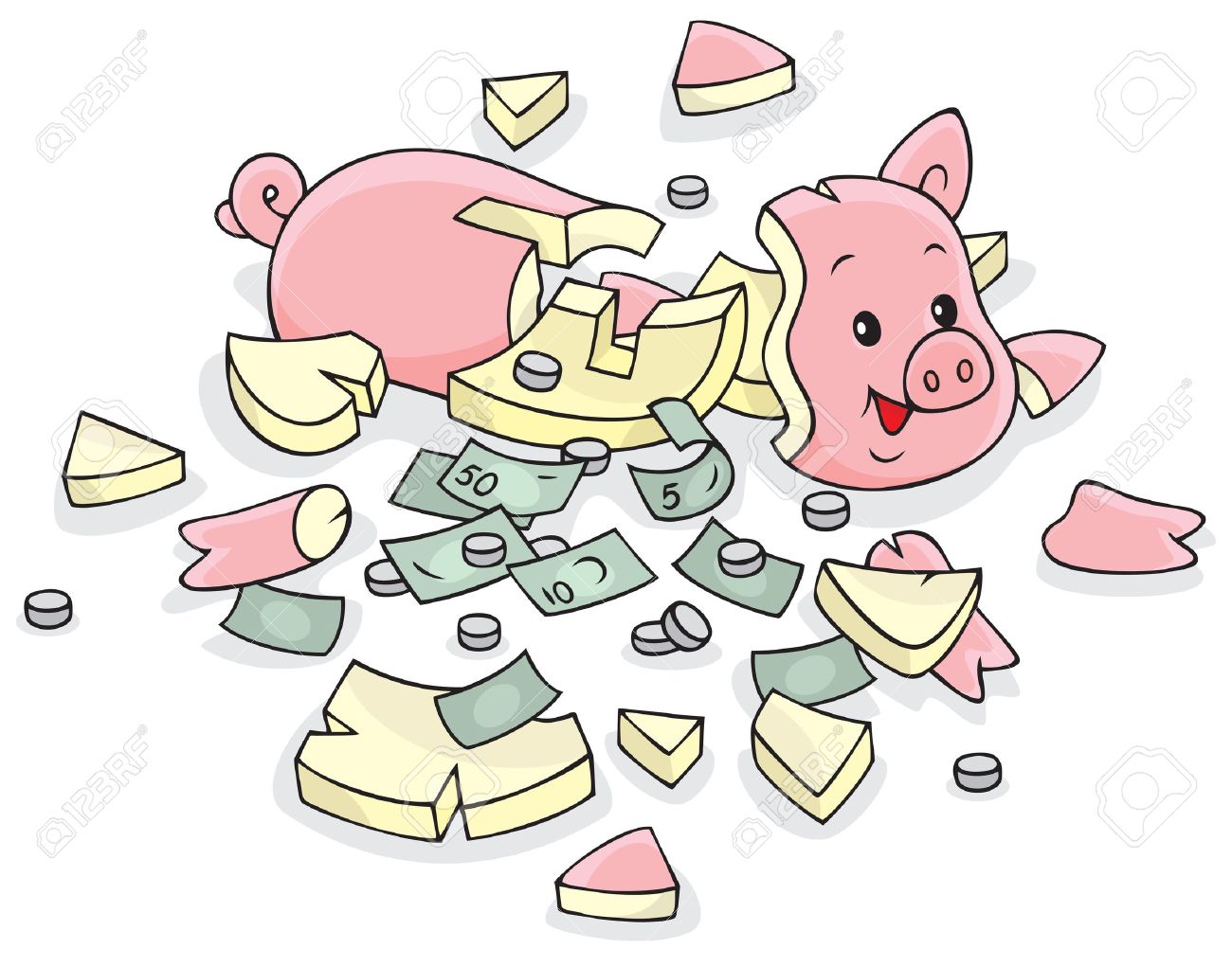 Breaking Piggy Bank Hd Image Clipart