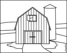 Black And White Cartoon Barn Windmill By Clipart