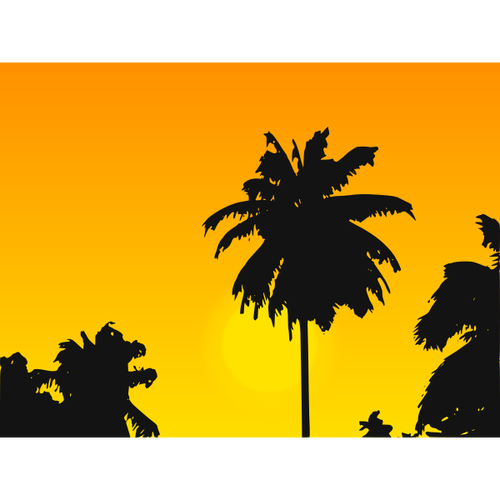 Palm Tree In The Sunset Clipart