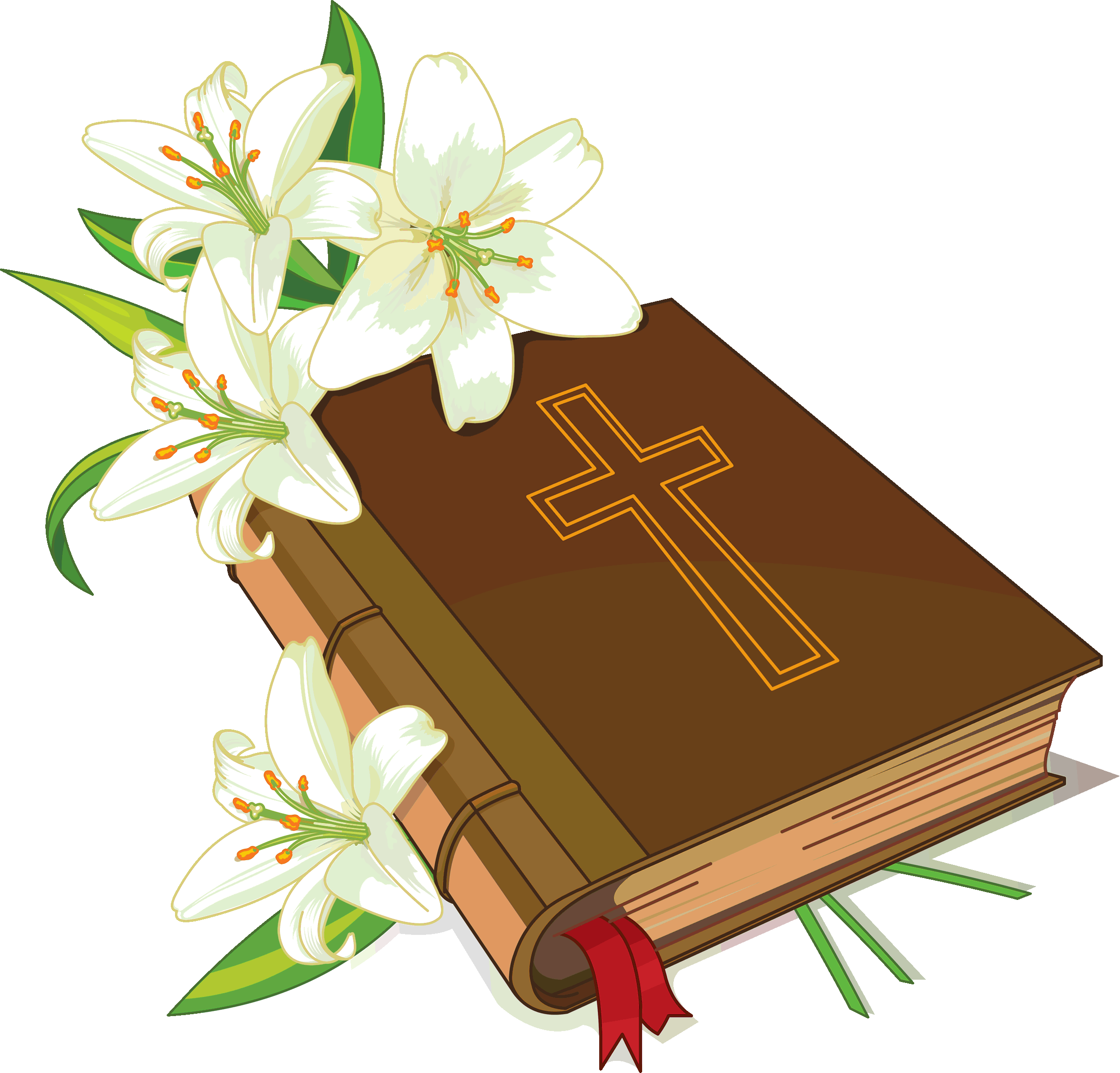 Christian Bible And Flowers Transparent Image Clipart