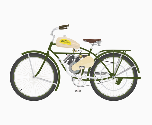 Vintage Bicycle With Motor Clipart