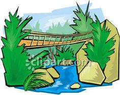Clip Art Bridge Over Water Small Wooden Clipart