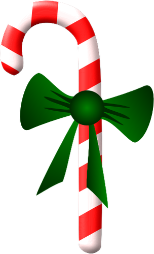 Of Candy Cane With A Green Ribbon Clipart