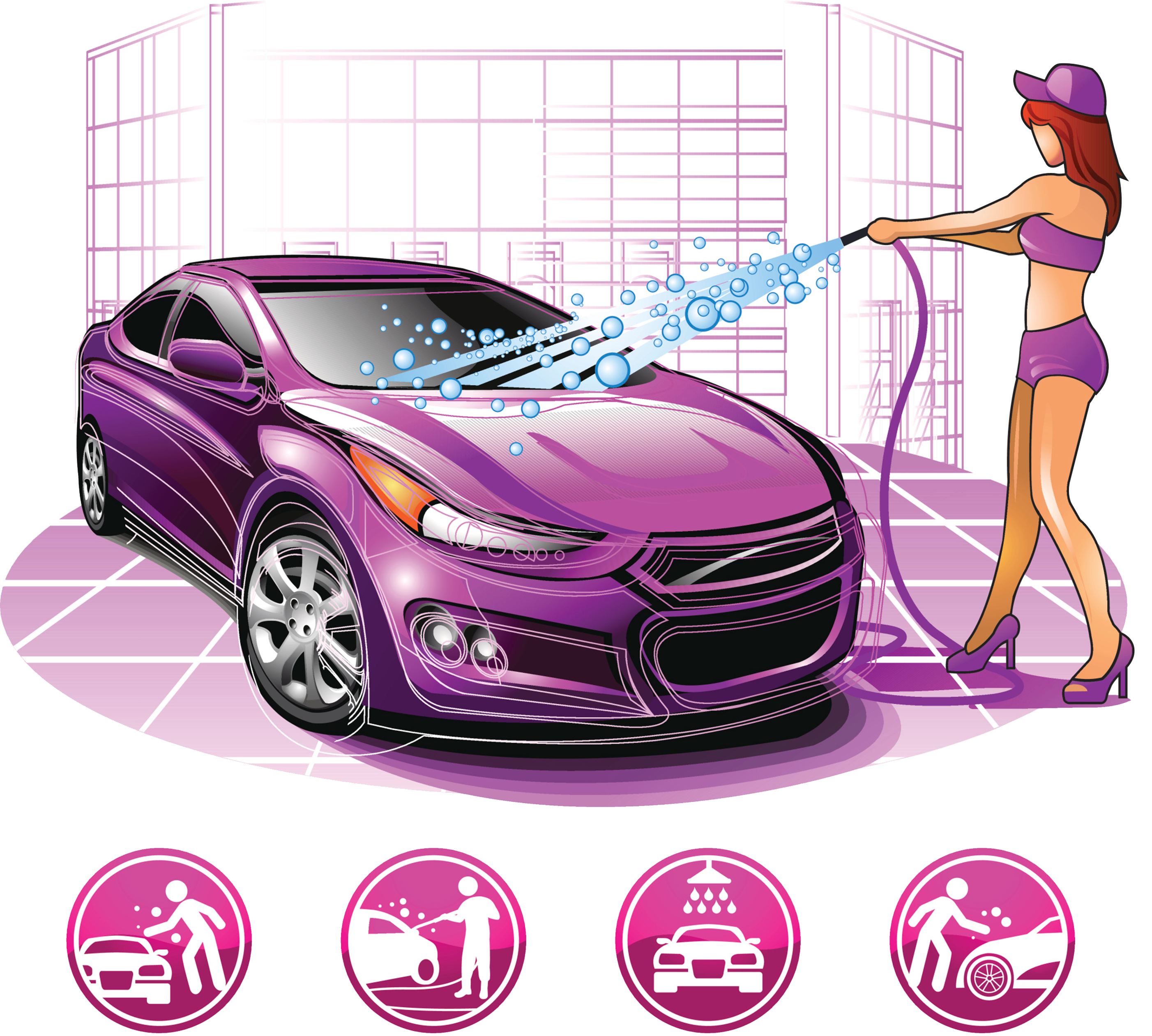 Washing Room Car Wash Professional Icon Clipart