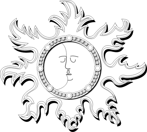 Outline Of Sun And Moon Clipart