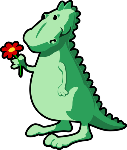 Dragon With A Flower Clipart