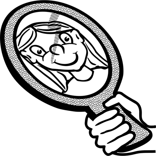 Of Kid Holding A Hand Mirror Clipart