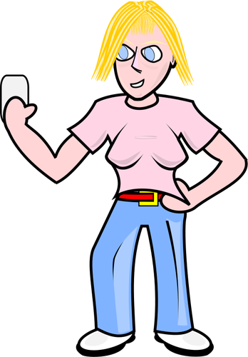 Angry Teen Girl With Mobile Phone Clipart