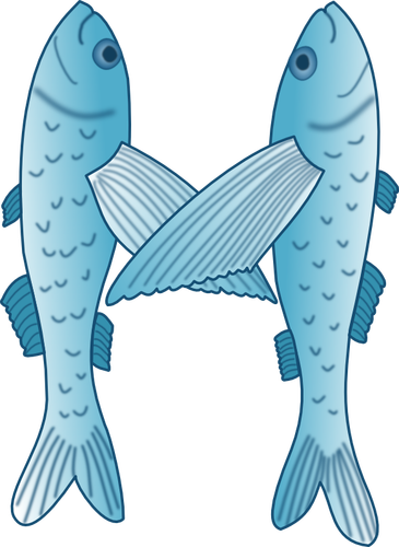 Blue And White Of Two Fish Clipart