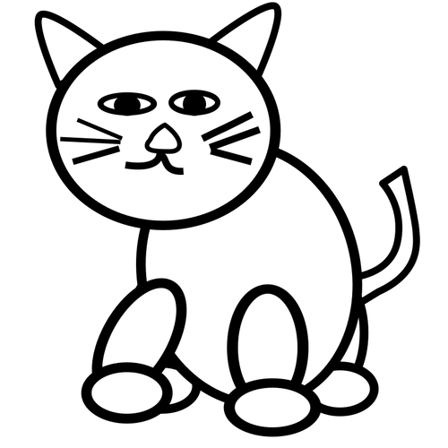 Of Black And White Cartoon Kitten Clipart