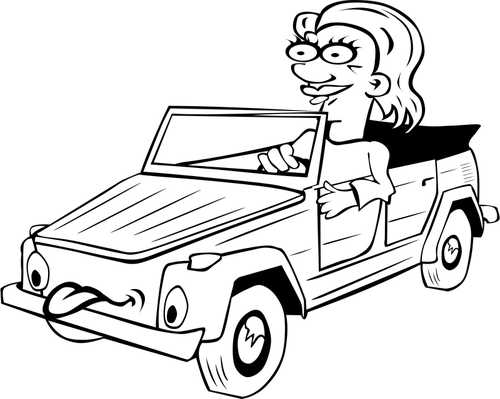 Of A Girl Driving Funny Car Clipart