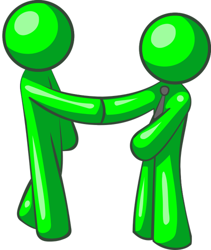 Green Human Figures Pointing Hands At Each Other Clipart