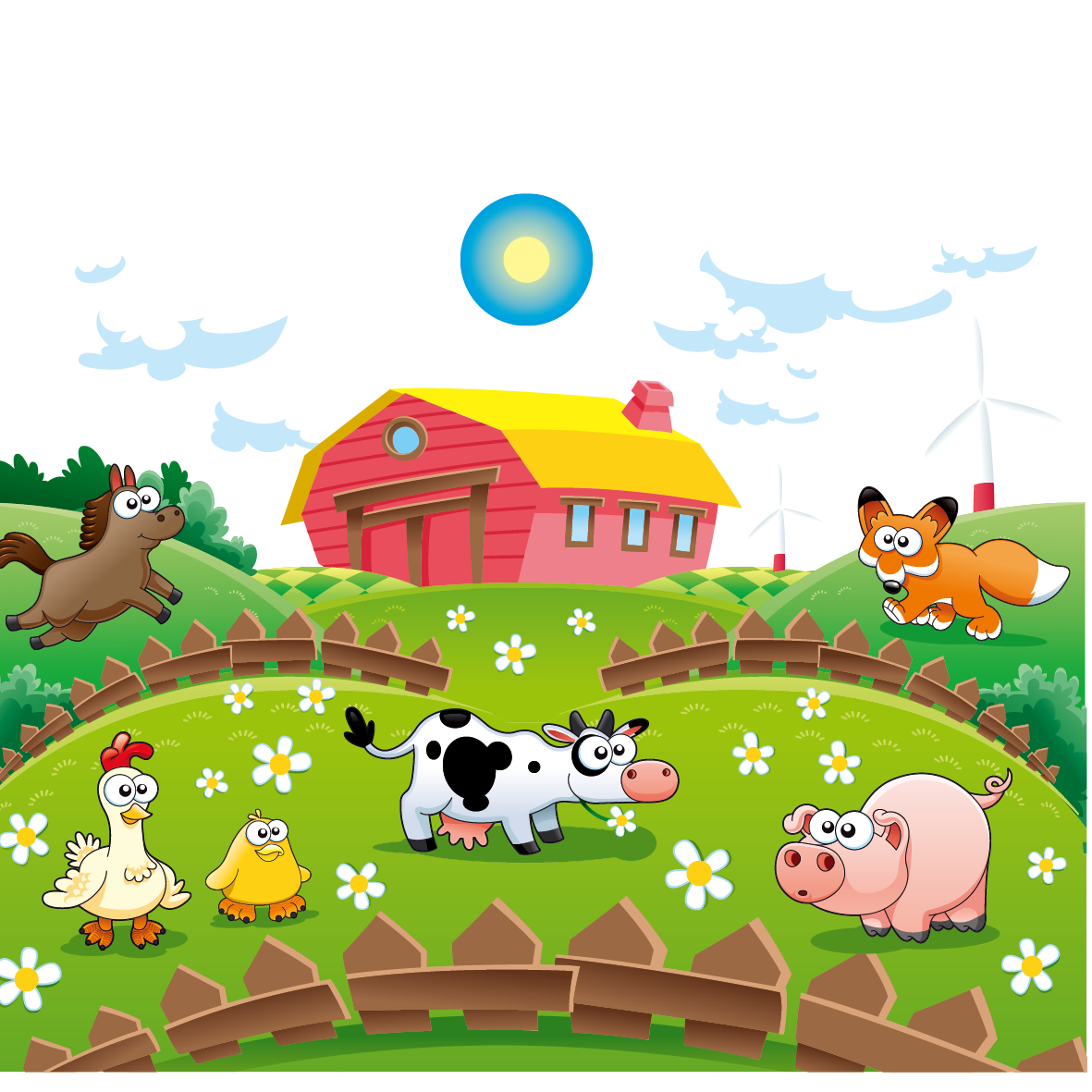 Download Cute Farm Illustration Animal Cattle Cartoon Clipart PNG Free