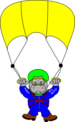Skydiver Hippo Clipart
