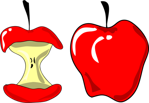 Of Red Apple And Apple Cut In A Half Clipart