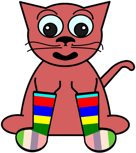Cartoon Cat In Rainbow Socks Clipart