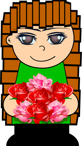 Cartoon Girl With Flowers Clipart