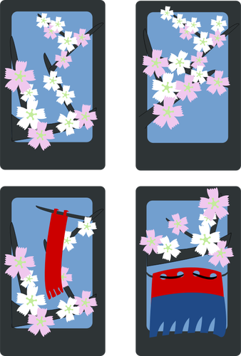Of Spring Flowers Idyll On Four Cards Clipart
