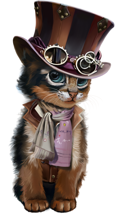 Download Steampunk Kitten Black Animal Cat PNG Download Free Clipart
