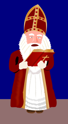 Sinterklaas Reading From Bible Clipart