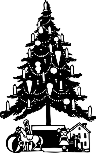 Christmas Tree Black And White Clipart
