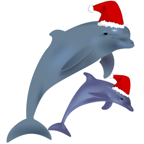 Christmas Dolphins Clipart