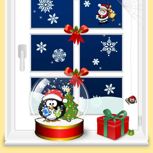 Christmas Window Home Scene Clipart