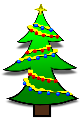 Christmas Tree Decorated With Colorful Bulbs Clipart