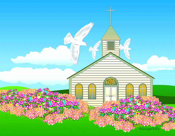 Free Christian Church Building With Flowers Green Clipart