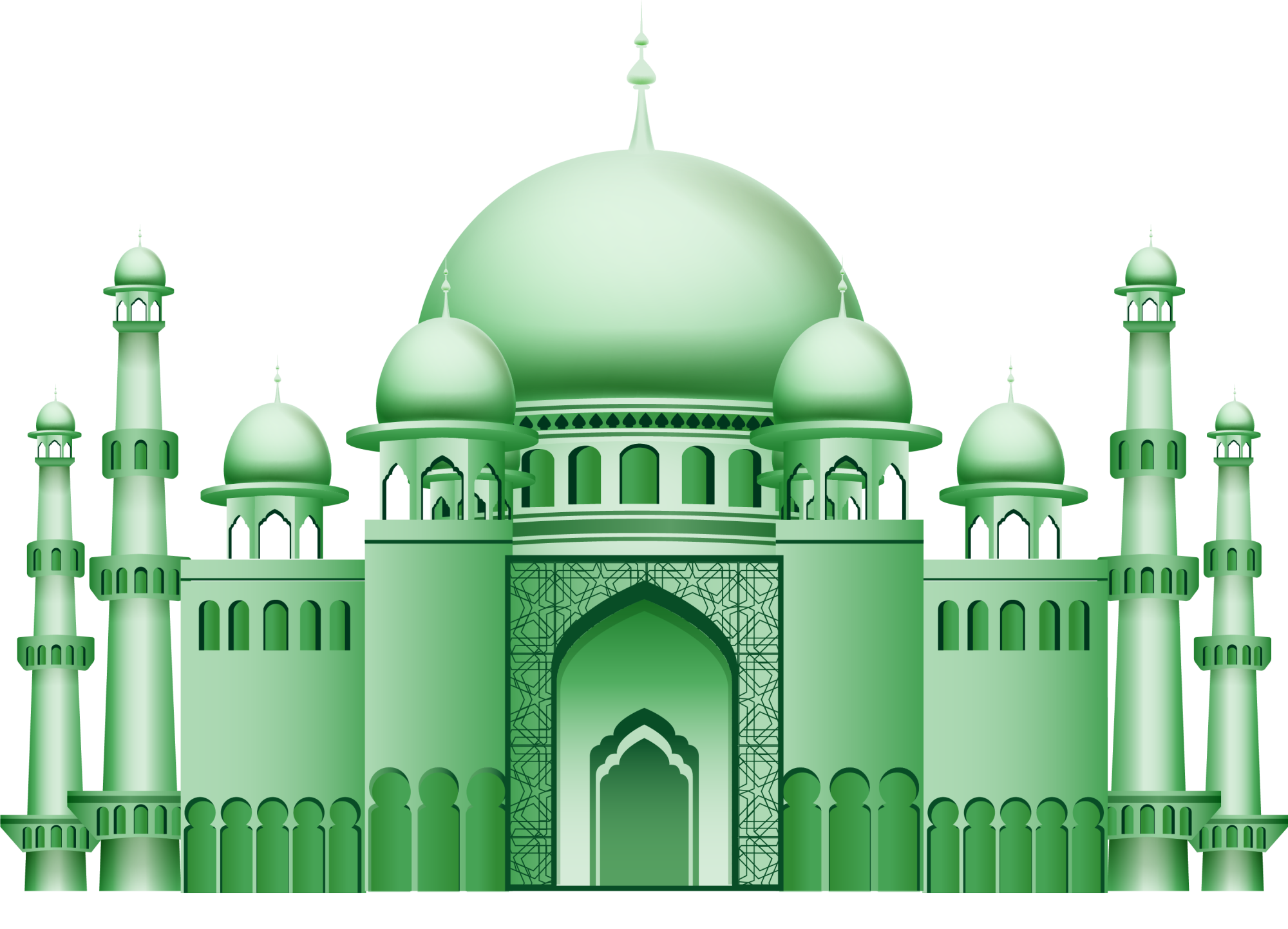 Of Mosque Worship Green Church Place Cartoon Clipart