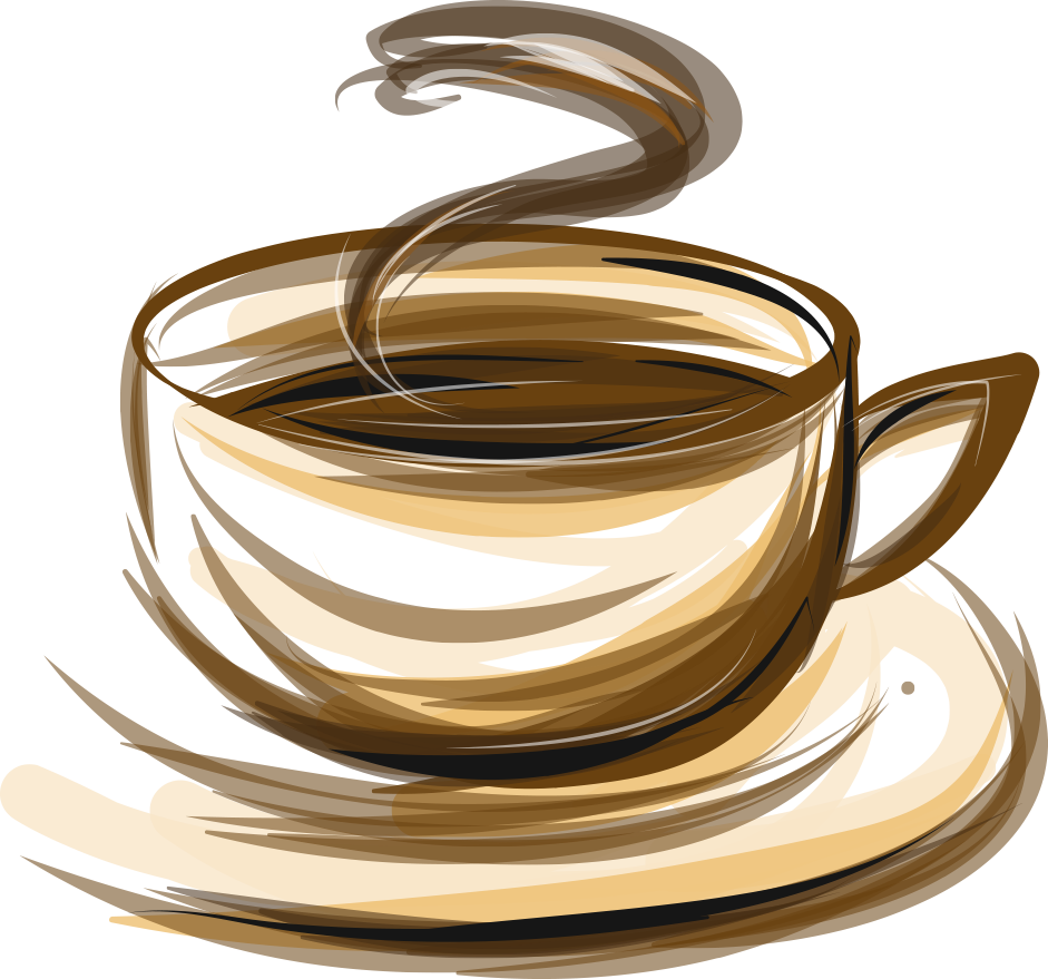 Brown Coffee Cup Tea Espresso Stripes Vector Clipart