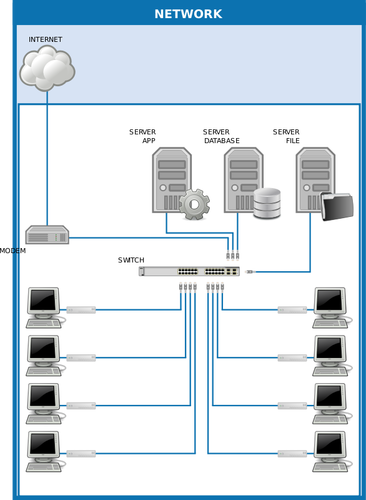 Of Computer Network Diagram With Cloud Clipart