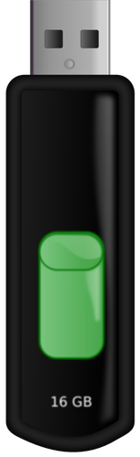 Of Retractable Black And Green Flash Usb Memory Clipart