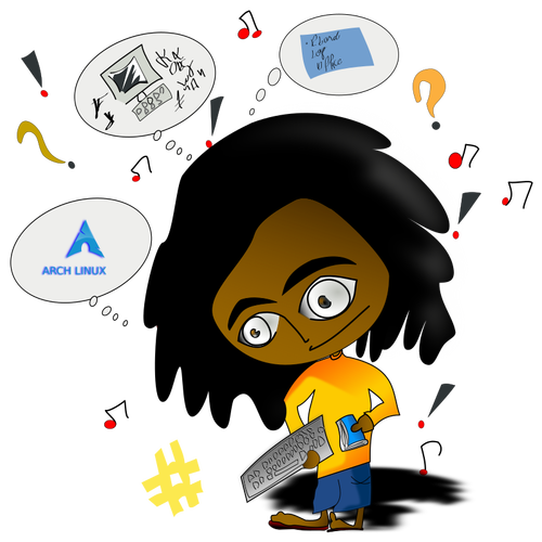 Of Afro Man With Broken Computer Keyboard Clipart