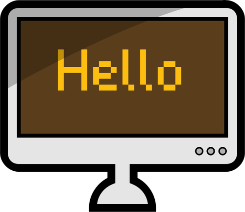 Of A Desktop Computer With Word Hello On Its Screen Clipart