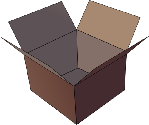 Of Dark Brown Open Cardboard Box Clipart