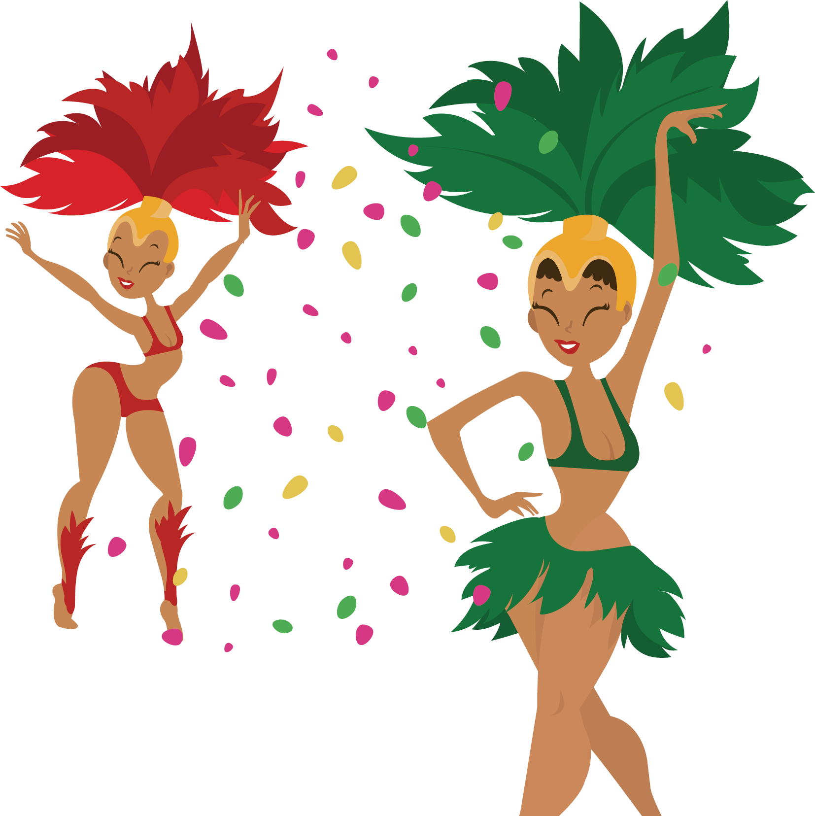 Vector Samba Painted Two Dancer Performance Women Clipart