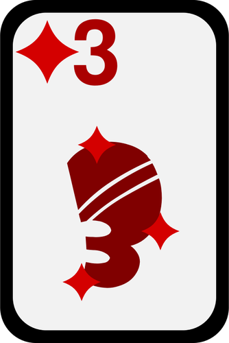 Three Of Diamonds Funky Playing Card Clipart